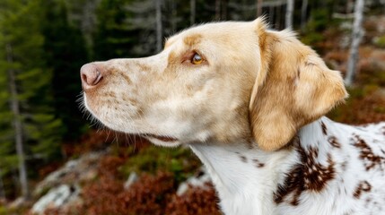 Graceful dog gazing into forest whispers, embodying soulful serenity, aligning with Pet Remembrance Day and National Forest Week