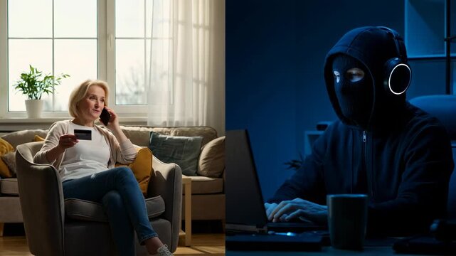 Social Engineering Phone Scam Concept &ndash; Online Fraud and Data Theft