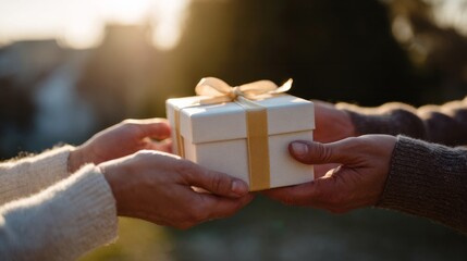 Exchanging golden-ribboned hope, diverse hands entwine during Diwali's twilight, secret whispers linger beneath gifting traditions, cross-cultural embrace