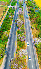 A road with cars driving on it