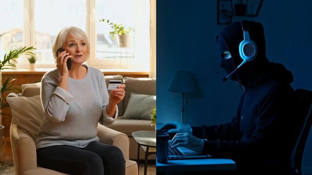 Social Engineering Phone Scam Concept &ndash; Online Fraud and Data Theft