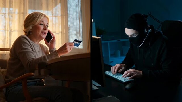 Social Engineering Phone Scam Concept &ndash; Online Fraud and Data Theft