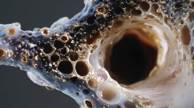 Intricate frothy labyrinth echoes mysteries of cosmic bubbling, resembling ethereal Nachtmahr dreams or whimsical Cosmic Bubble Day celebrations