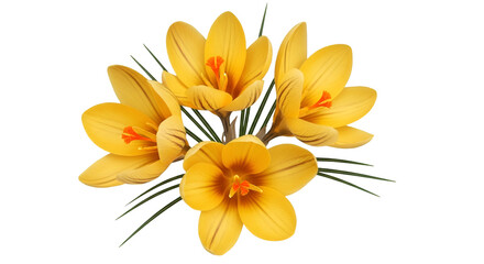 Vibrant Yellow Crocus Flowers on Black Background