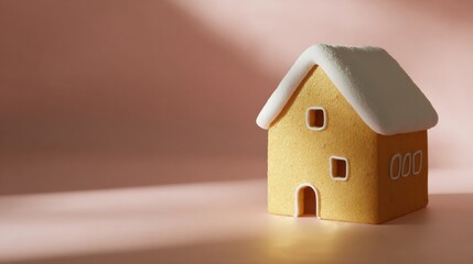 Gingerbread dream cottage dusted in sugar twilight, evoking Hygge warmth and Yuletide nostalgia, whispers seasonal whimsy