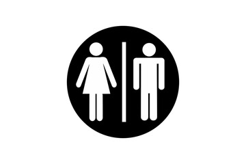 man and woman black and white toilet sign 