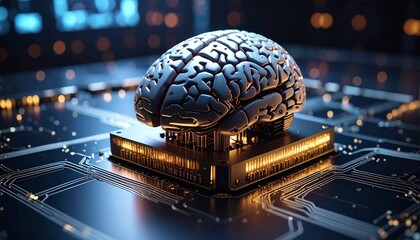 Generated image. The human brain is connected in a chipset. Illustration for artifficial intellegence