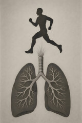 Runner Silhouette Forming Lung Airways Illustration