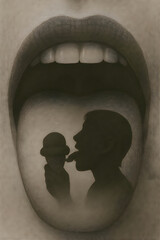 Tongue Silhouette with Ice Cream Licker Illustration