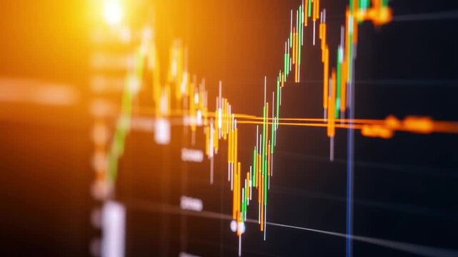 Stock Market Insights: Dynamic visual that represents market dynamics, depicting the rise and fall of financial data with vibrant, neon colors.