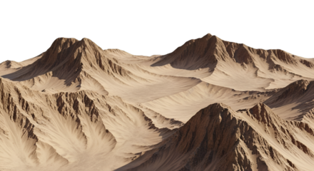 Desert Mountain Landscape with Black Sky Background