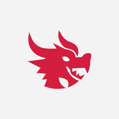 Minimal Vector Dragon Head Icon Design in Modern Flat Style — Mythical Creature Illustration for Fantasy Art, Esports Logos, Power Symbols, Asian Culture Themes