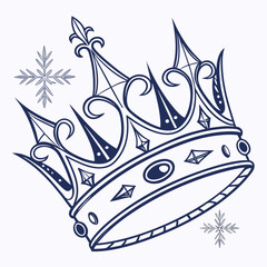 Crown with snowflakes vector illustration
