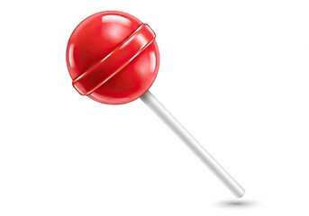 Irresistible round red lollipop with a playful shine, perfect for adding a sweet touch to your designs or showcasing childhood joy