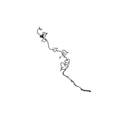 Hand drawn abstract vector graphic illustration outline with stylized line autumn forest branch design .Trendy modern doodle sketch botany drawing concept.Vector line nature sketch symbol.