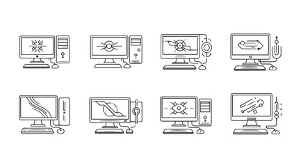 Vector art of computer icon set