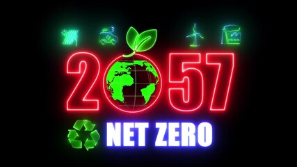 2057 Net Zero Emissions Concept: Achieving Carbon Neutrality with Renewable Energy, Green Solutions, and Climate Action for a Sustainable Future