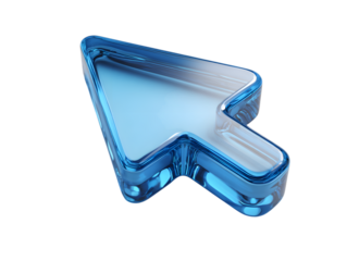 Blue glass computer cursor isolated on transparent background