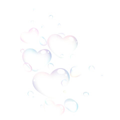 ハートの形の泡が浮かんでいるイラスト