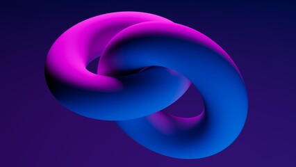 Abstract 3d render of donuts shapes background.