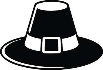 Classic pilgrim hat symbol heritage vector silhouette illustration,generative ai