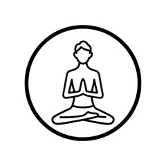Figure meditating in circle with hands in prayer position  