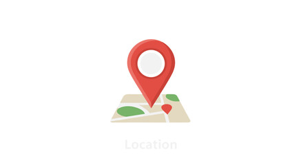 Red Location Pin on Folded Map, GPS Navigation Marker, Route Planning Symbol, Geolocation Icon for Travel, Direction Finding, Mapping and Wayfinding Concept Vector Illustration