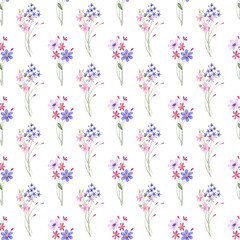Seamless pattern, floral minimalist background with watercolor flowers. Repeat fabric wallpaper print texture. Perfectly for wrapped paper, backdrop.