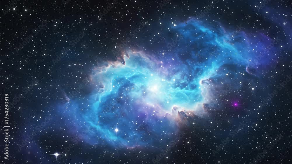 Canvas Prints the stars and blue nebula in space. galaxy exploration through outer space towards glowing milky way