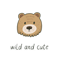 Cute hand drawn bear. Vector illustration. Cute cartoon animal.
