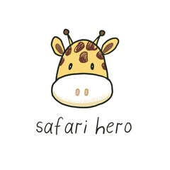 Cute hand drawn vector illustration of a cute giraffe head. Isolated on white background.