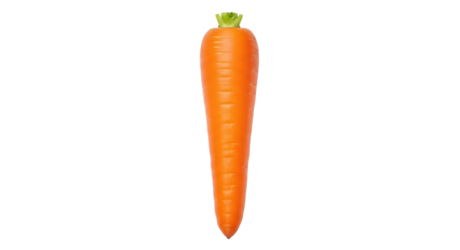 Isolated vivid orange carrot with green top fresh vegetable healthy food raw ingredient