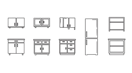 Vector art of kitchen furniture icons set