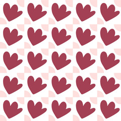 seamless pattern abstract with hearts flower petaled maroon and pink