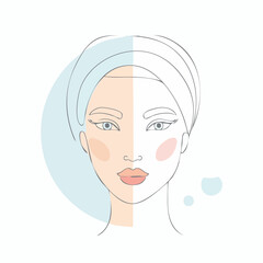 Woman Face Before and After Skincare Routine.