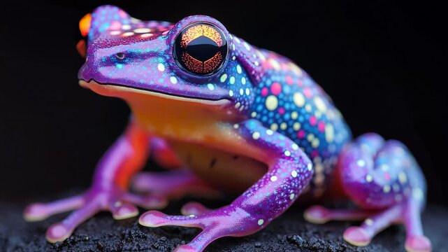 Colorful frog perched on a rock showcasing vibrant patterns in nature