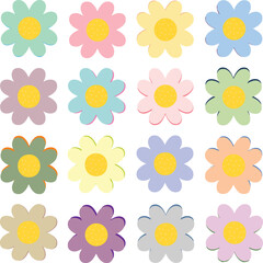 seamless 8 petaled floral pattern with shadow, color pastel