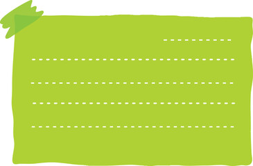 A piece of torn neon Green striped paper with tape