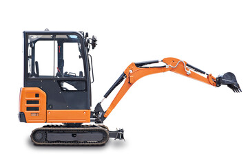 Small excavator isolated on white
