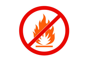 Isolated no open flame sign, danger fire forbidden symbol, hazard warning, fire safety alert
