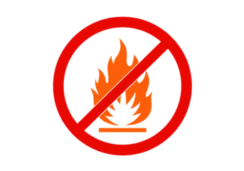 Isolated no open flame sign, danger fire forbidden symbol, hazard warning, fire safety alert