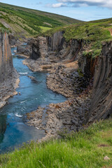  canyon Studlagil and river in Iceland