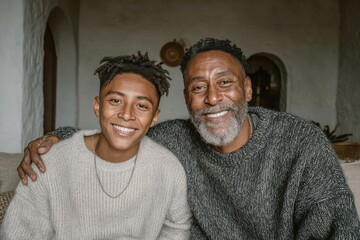 Father and son sharing a happy moment together at home