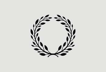 Obraz premium Elegant black laurel wreath vector illustration award emblem logo design victory success achievement symbol graphic silhouette vector illustration white background