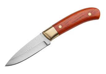 Isolated hunting knife with wood handle for skinning game and outdoor survival tool