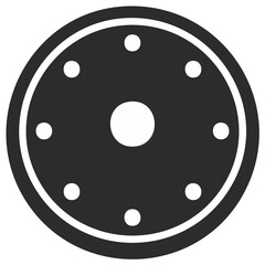 Circular design element with white dots and border, modern graphic illustration.