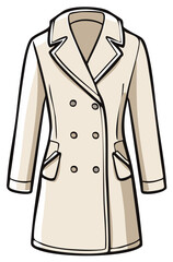 Naklejka premium Elegant light beige double breasted coat flat illustration style women's outerwear