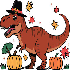 T Rex Thanksgiving Day T-Shirt Design Vector Illustration