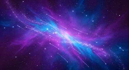 Vibrant Cosmic Galaxy with Streaking Stars and Nebula.