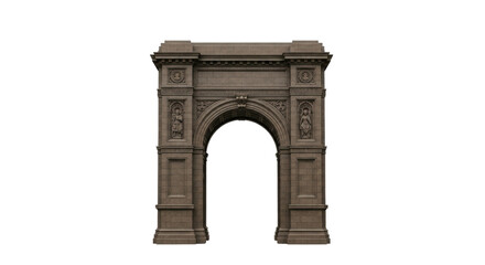 Isolated architectural element archway, grand monument stone passage, gateway in brown color